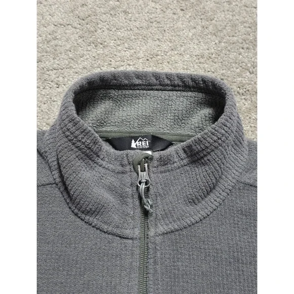REI Co Op Womens L Midweight Waffle Fleece Jacket Full Zip Zip Pockets Mock Neck - Picture 6 of 16